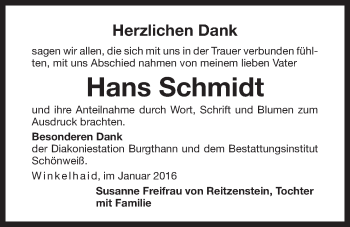 Traueranzeige von Hans Schmidt von Der Bote