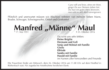 Traueranzeige von Manfred Maul von Pegnitz-Zeitung