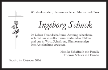 Traueranzeige von Ingeborg Schuck von Der Bote