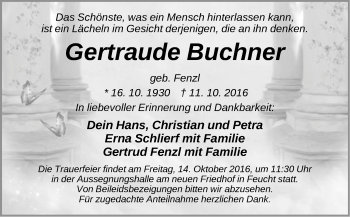 Traueranzeige von Gertraude Buchner von Der Bote