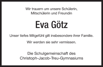 Traueranzeige von Eva Götz von Pegnitz-Zeitung
