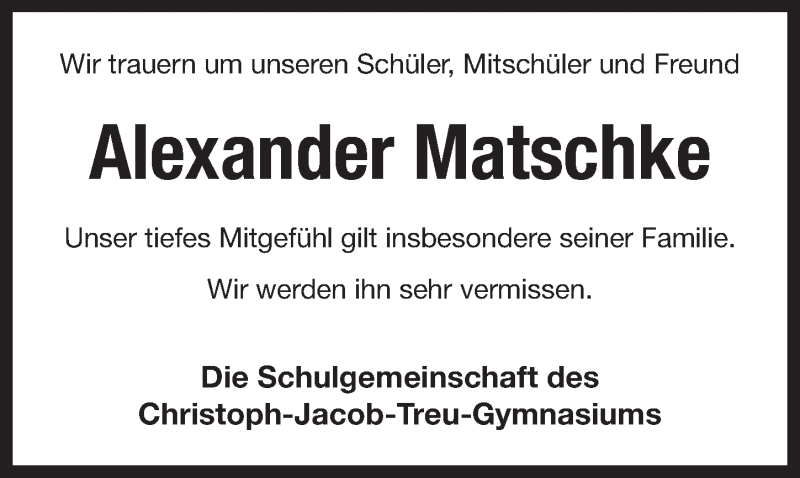  Traueranzeige für Alexander Matschke vom 25.10.2016 aus Pegnitz-Zeitung