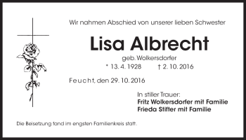 Traueranzeige von Lisa Albrecht von Der Bote