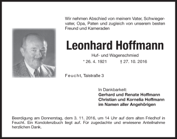 Traueranzeige von Leonhard Hoffmann von Hersbrucker Zeitung