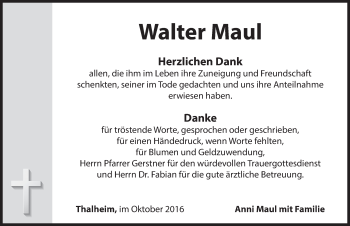 Traueranzeige von Walter Maul von Hersbrucker Zeitung