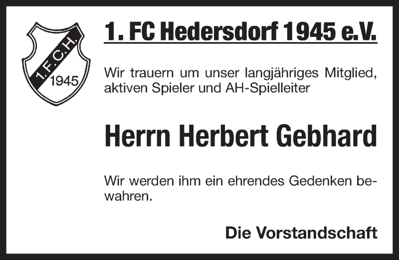  Traueranzeige für Herbert Gebhard vom 05.10.2016 aus Pegnitz-Zeitung