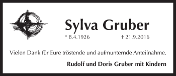 Traueranzeige von Sylva Gruber von Pegnitz-Zeitung