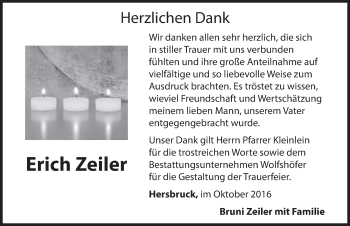 Traueranzeige von Erich Zeiler von Hersbrucker Zeitung