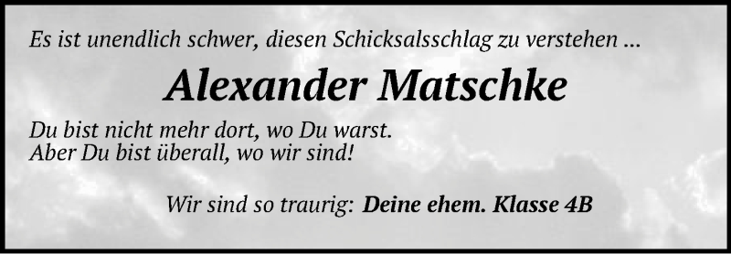  Traueranzeige für Alexander Matschke vom 25.10.2016 aus Pegnitz-Zeitung