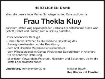Traueranzeige von Thekla Kluy von Der Bote