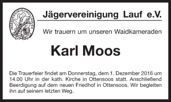 Traueranzeige von Karl Moos von Pegnitz-Zeitung