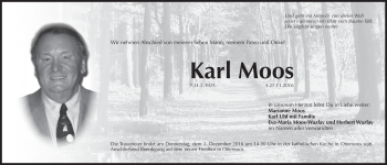 Traueranzeige von Karl Moos von Pegnitz-Zeitung