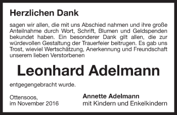 Traueranzeige von Leonhard Adelmann von Hersbrucker Zeitung