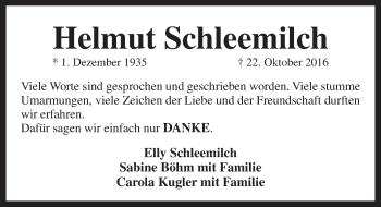 Traueranzeige von Helmut Schleemilch von Pegnitz-Zeitung