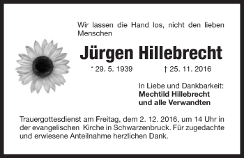 Traueranzeige von Jürgen Hillebrecht von Der Bote