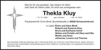 Traueranzeige von Thekla Kluy von Der Bote