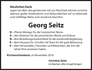 Traueranzeige von Georg Seitz von Hersbrucker Zeitung