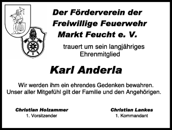 Traueranzeige von Karl Anderla von Der Bote