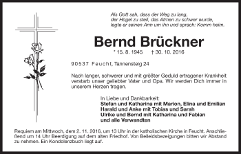 Traueranzeige von Bernd Brückner von Der Bote