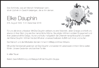 Traueranzeige von Elke Dauphin von Hersbrucker Zeitung