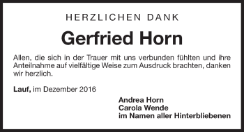 Traueranzeige von Gerfried Horn von Pegnitz-Zeitung