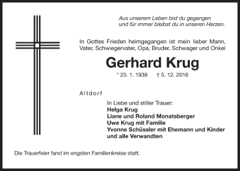 Traueranzeige von Gerhard Krug von Der Bote