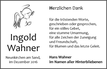 Traueranzeige von Ingold Wahner von N-Land