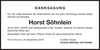 Traueranzeige von Horst Söhnlein von Der Bote