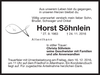 Traueranzeige von Horst Söhnlein von Der Bote