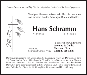 Traueranzeige von Hans Schramm von Pegnitz-Zeitung