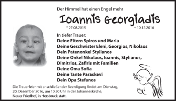 Traueranzeige von Ioannis Georgiadis von Hersbrucker Zeitung