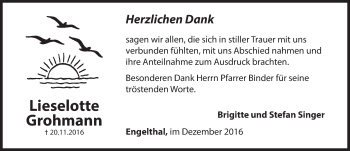 Traueranzeige von Lieselotte Grohmann von Hersbrucker Zeitung