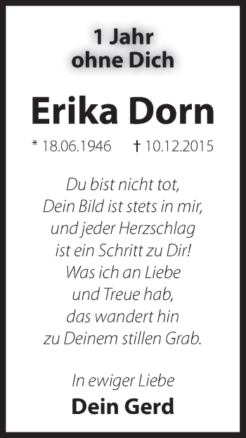 Traueranzeige von Erika Dorn von Hersbrucker Zeitung