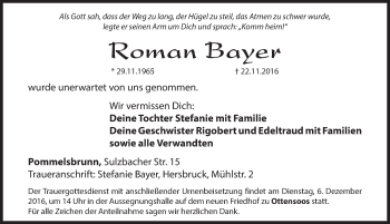 Traueranzeige von Roman Bayer von N-Land