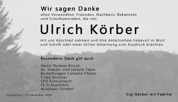 Traueranzeige von Ulrich Körber von Pegnitz-Zeitung
