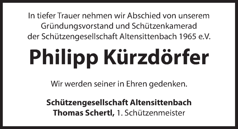  Traueranzeige für Philipp Kürzdörfer vom 17.12.2016 aus Hersbrucker Zeitung