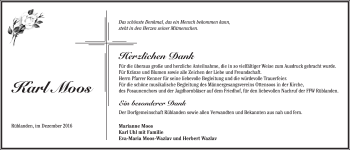 Traueranzeige von Karl Moos von Pegnitz-Zeitung