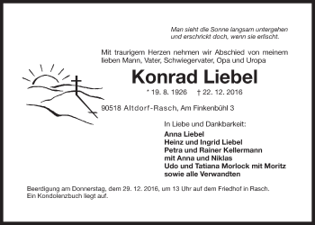 Traueranzeige von Konrad Liebel von Der Bote