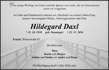 Traueranzeige von Hildegard Daxl von Der Bote