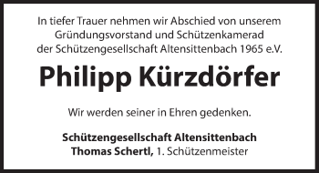 Traueranzeige von Philipp Kürzdörfer von Hersbrucker Zeitung