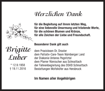 Traueranzeige von Brigitte Luber von N-Land