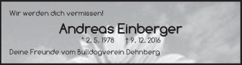 Traueranzeige von Andreas Einberger von Pegnitz-Zeitung