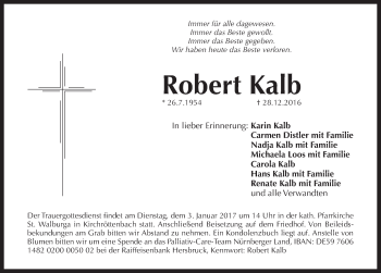 Traueranzeige von Robert Kalb von Pegnitz-Zeitung