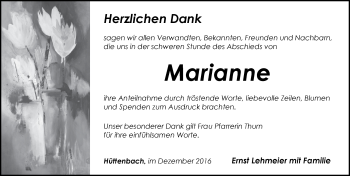 Traueranzeige von Marianne Lehmeier von Pegnitz-Zeitung