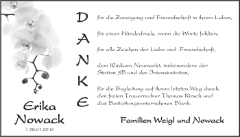 Traueranzeige von Erika Nowack von Hersbrucker Zeitung