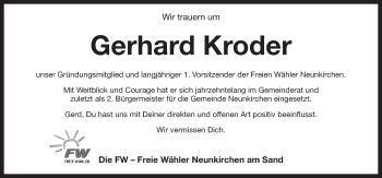 Traueranzeige von Gerhard Kroder von Pegnitz-Zeitung