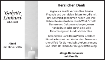 Traueranzeige von Babette Linhard von Hersbrucker Zeitung