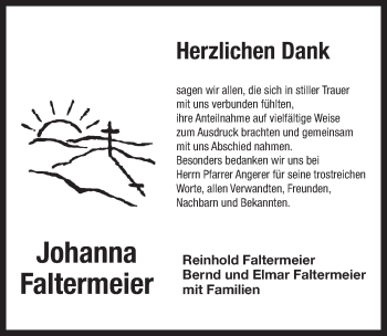 Traueranzeige von Johanna Faltermeier von Pegnitz-Zeitung