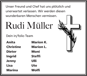Traueranzeige von Rudi Müller von Hersbrucker Zeitung