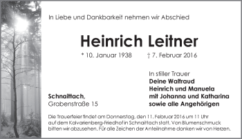 Traueranzeige von Heinrich Leitner von Pegnitz-Zeitung